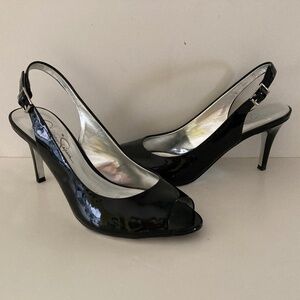 Jessica Simpson Maryanne Black Patent Leather Slingback Heels/8B/EXC. CONDITION!